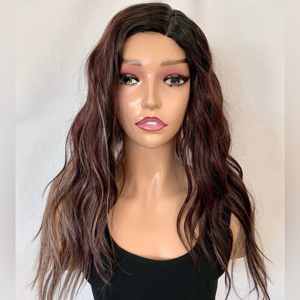 Brown/Purple Mix Color “Put On & Go” Synthetic Wig for Daily Wear/Events  ⬇️